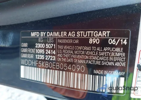 2014 Mercedes-Benz E 350 from USA, damaged, VIN WDDHF5KB0EB054090